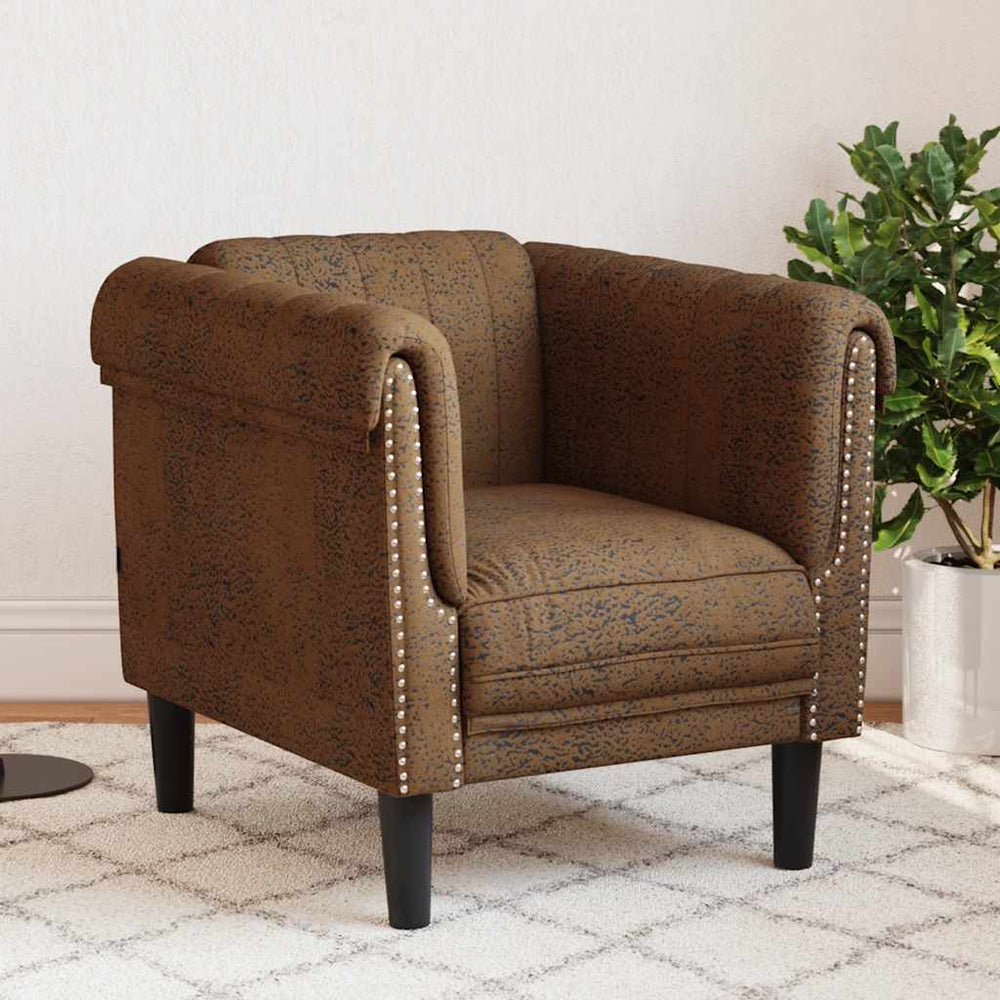 vidaXL Armchair Brown Suede-Look Faux Leather