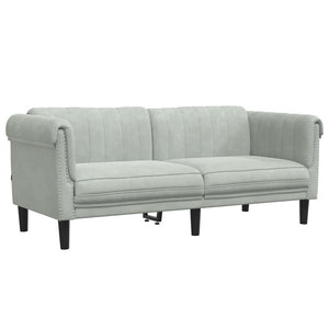 2-Sitzer Sofa Hellgrau Samt