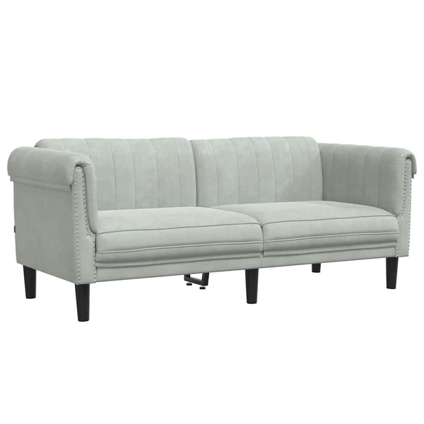 2-Sitzer Sofa Hellgrau Samt