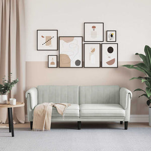 2-Sitzer Sofa Hellgrau Samt