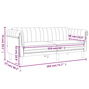 2-Sitzer Sofa Hellgrau Samt
