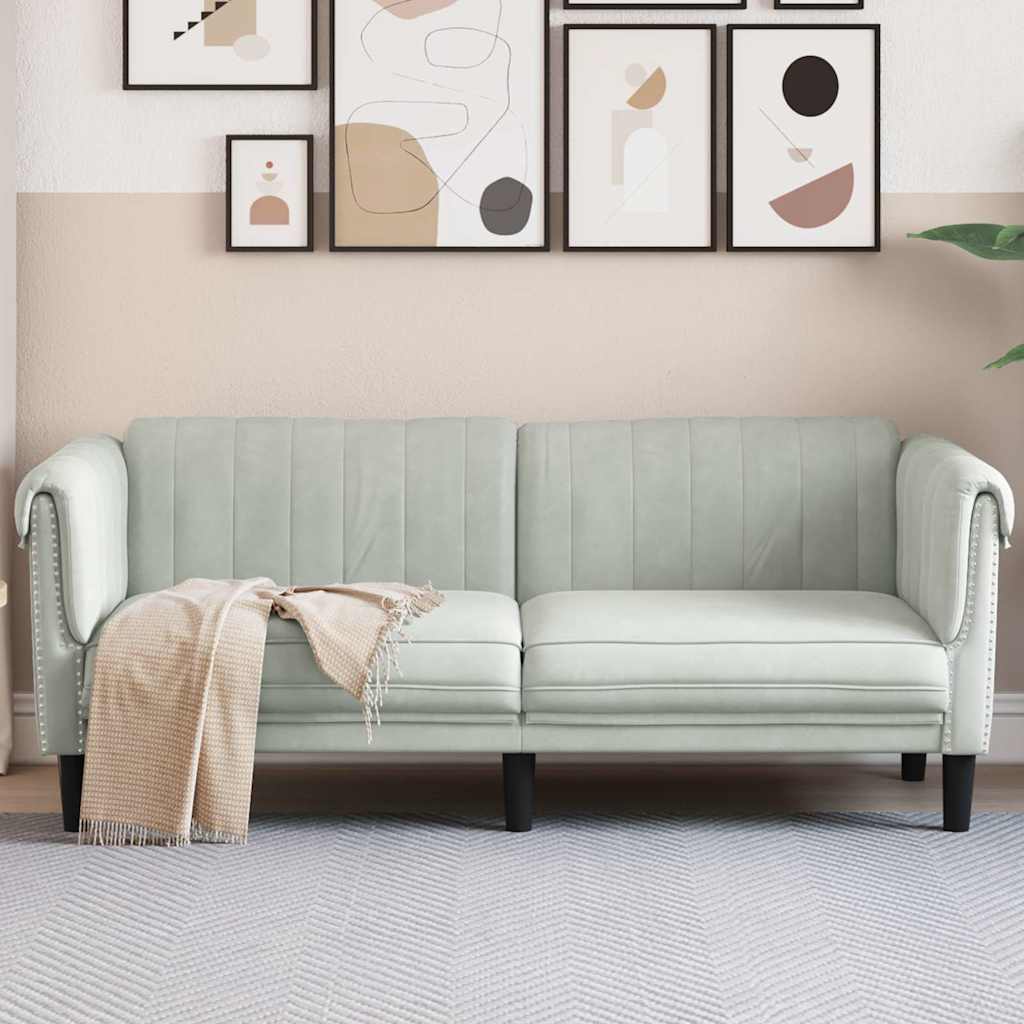 2-Sitzer Sofa Hellgrau Samt