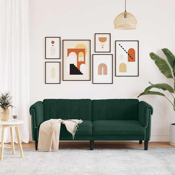 2-Sitzer Sofa Dunkelgrün Samt