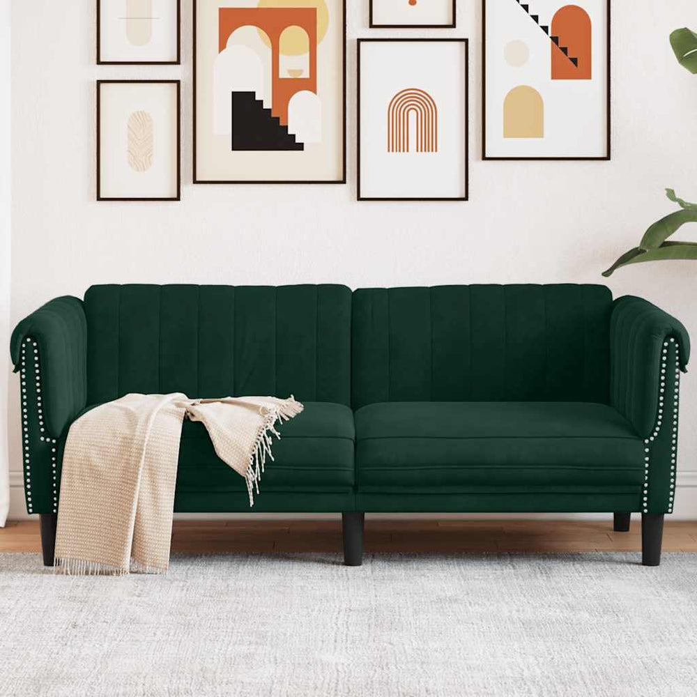 2-Sitzer Sofa Dunkelgrün Samt