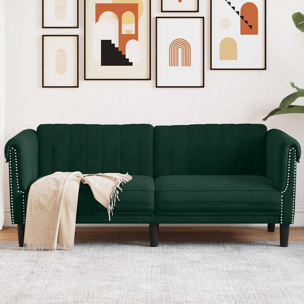 2-Sitzer Sofa Dunkelgrün Samt