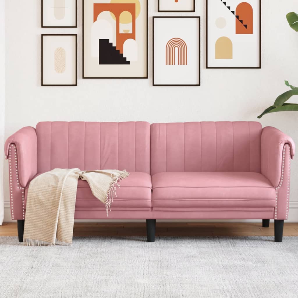 Rosa Samt Sofa 2-Sitzer
