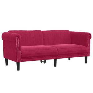Weinrotes Samt Sofa 2-Sitzer