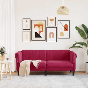 Weinrotes Samt Sofa 2-Sitzer