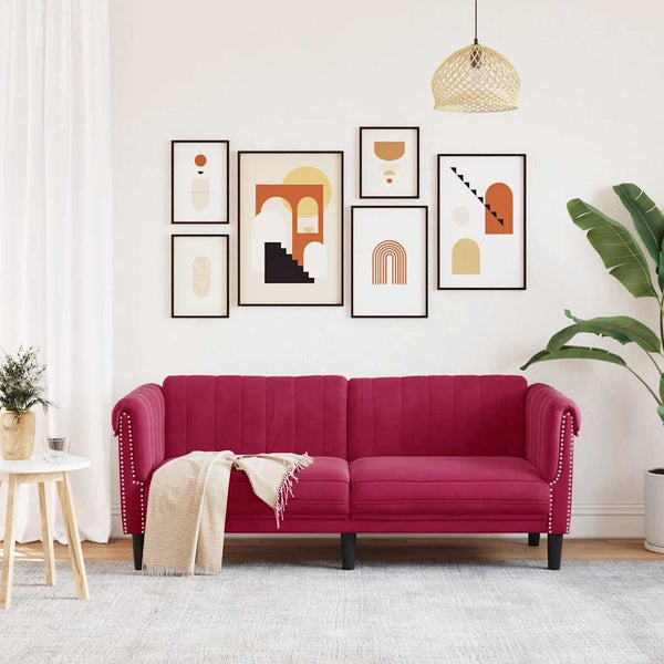 Weinrotes Samt Sofa 2-Sitzer