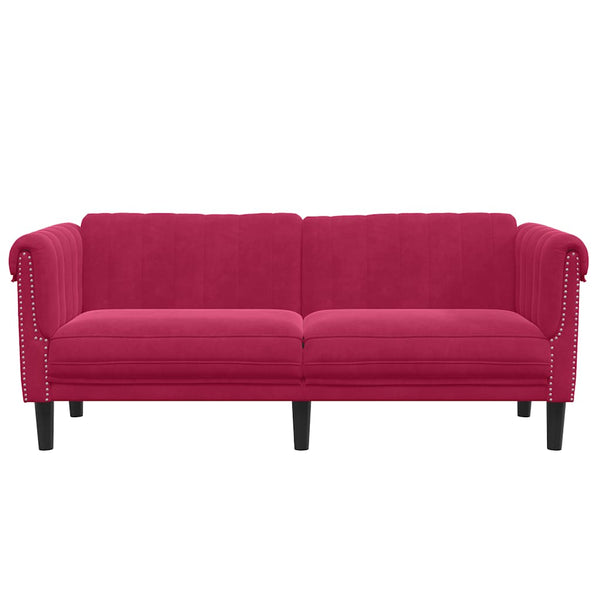 Weinrotes Samt Sofa 2-Sitzer
