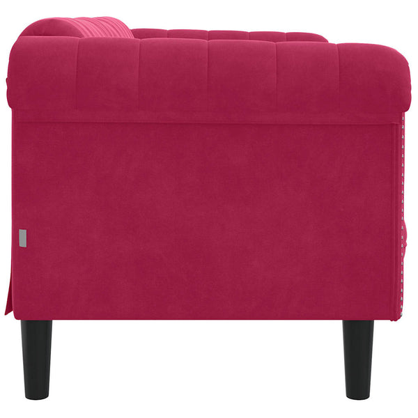 Weinrotes Samt Sofa 2-Sitzer