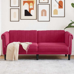 Weinrotes Samt Sofa 2-Sitzer