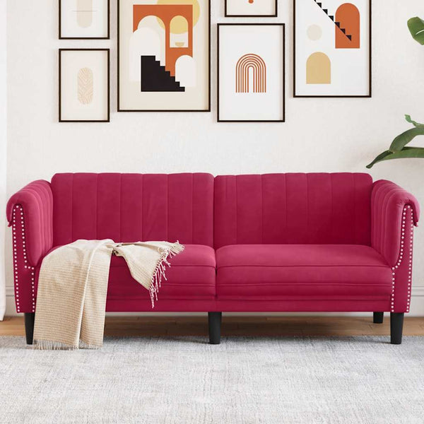 Weinrotes Samt Sofa 2-Sitzer