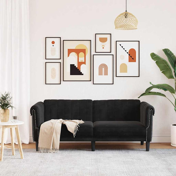 Sofa 2-Sitzer Schwarz Samt
