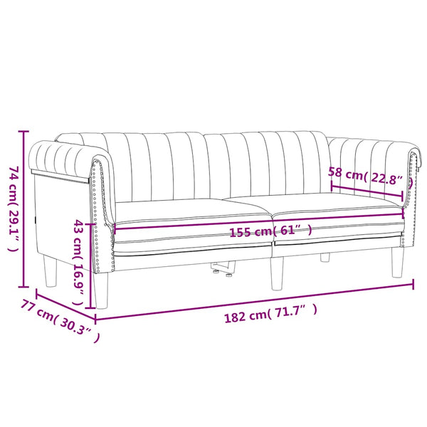 Gelbes Samt Sofa 2-Sitzer