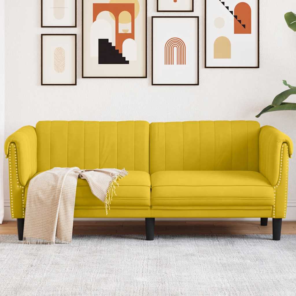 Gelbes Samt Sofa 2-Sitzer