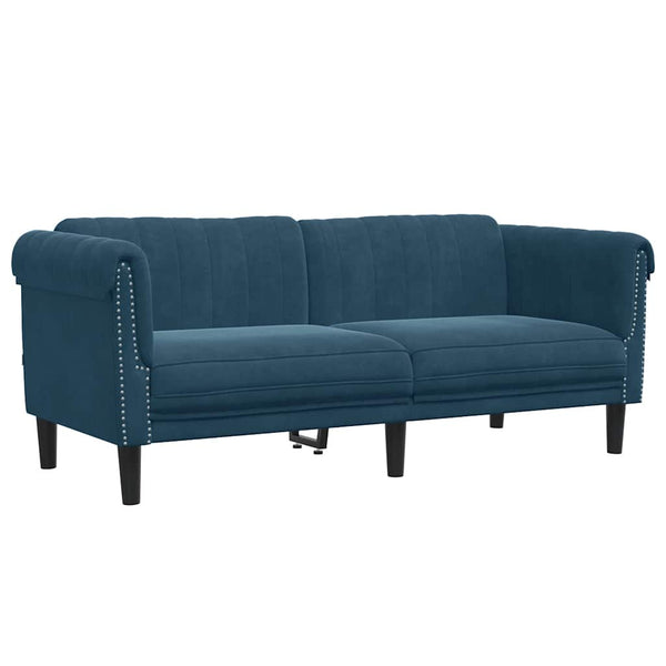 Blaues Samt Sofa 2-Sitzer