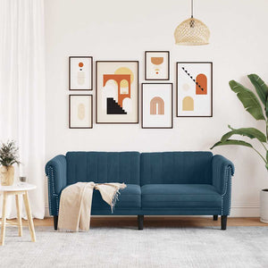 Blaues Samt Sofa 2-Sitzer