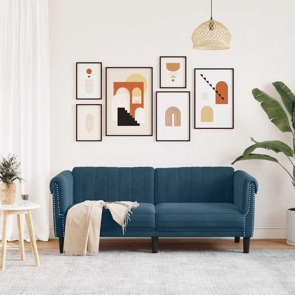 Blaues Samt Sofa 2-Sitzer