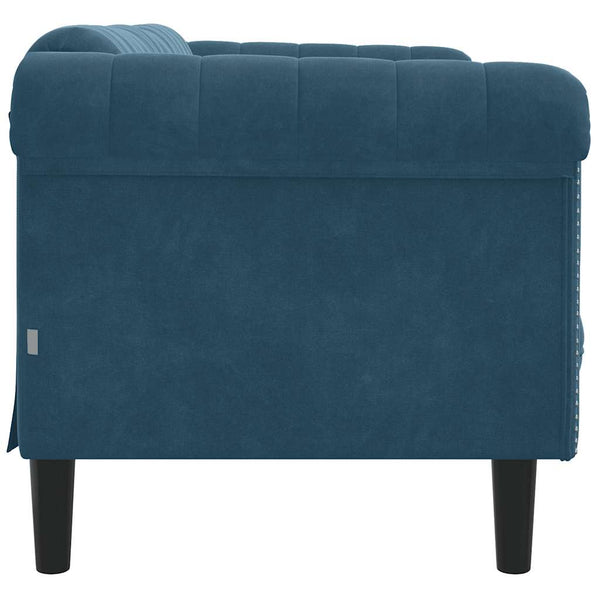 Blaues Samt Sofa 2-Sitzer