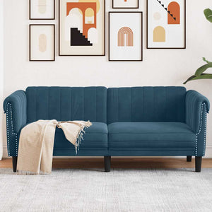 Blaues Samt Sofa 2-Sitzer