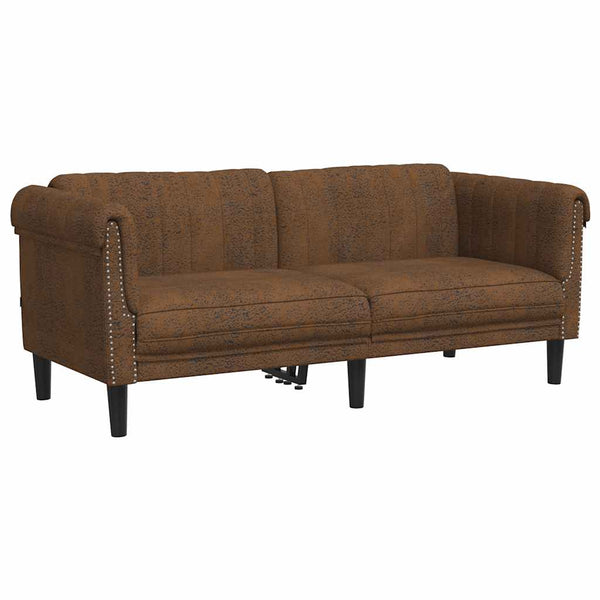 2-Sitzer Sofa Braun Kunstleder Wildlederoptik