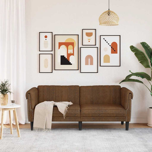 2-Sitzer Sofa Braun Kunstleder Wildlederoptik