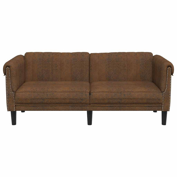 2-Sitzer Sofa Braun Kunstleder Wildlederoptik