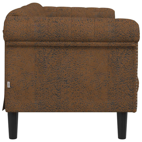 2-Sitzer Sofa Braun Kunstleder Wildlederoptik