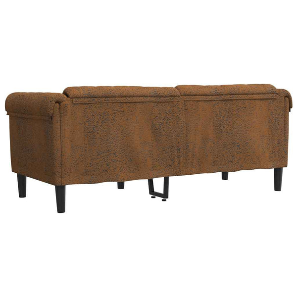 2-Sitzer Sofa Braun Kunstleder Wildlederoptik