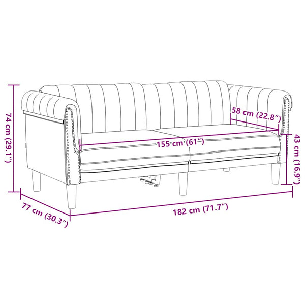 2-Sitzer Sofa Braun Kunstleder Wildlederoptik