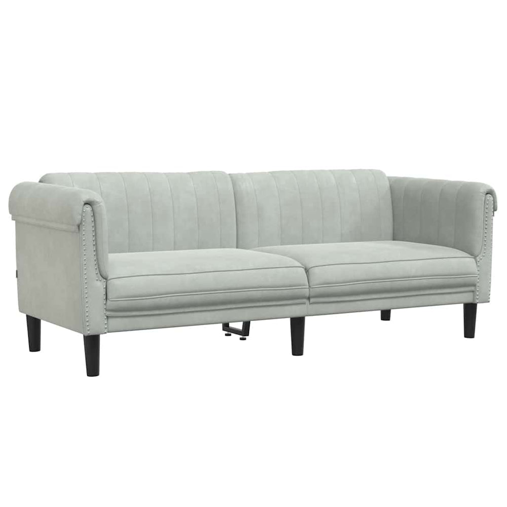 3-Sitzer Sofa Hellgrau Samt