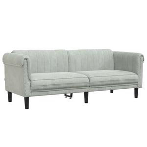 3-Sitzer Sofa Hellgrau Samt