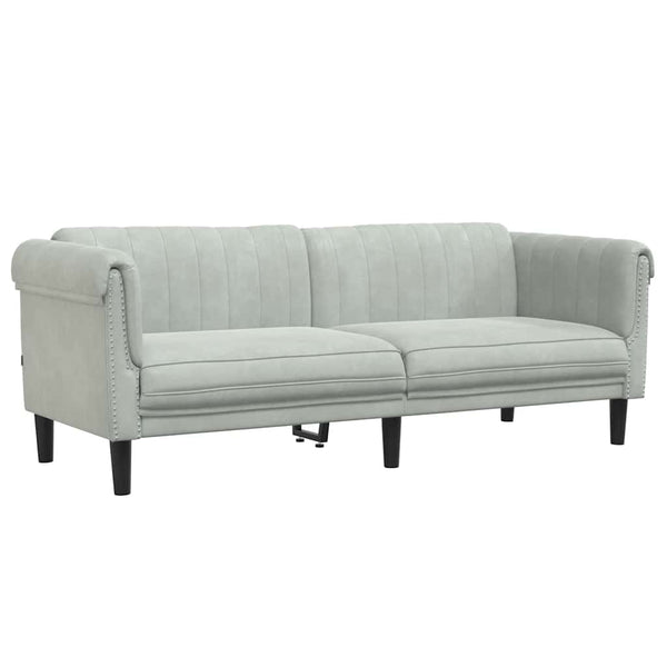 3-Sitzer Sofa Hellgrau Samt