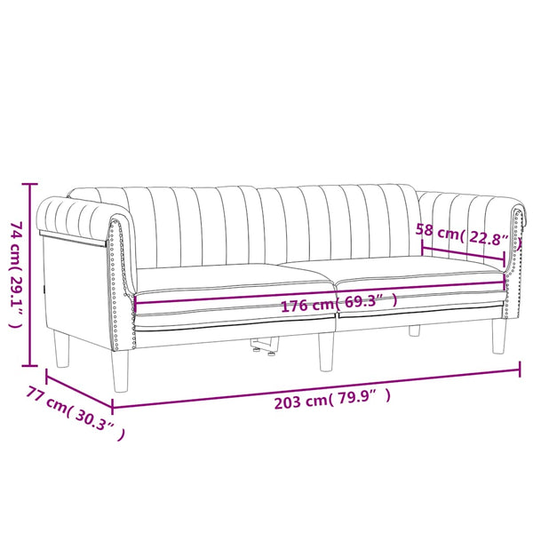 3-Sitzer Sofa Hellgrau Samt