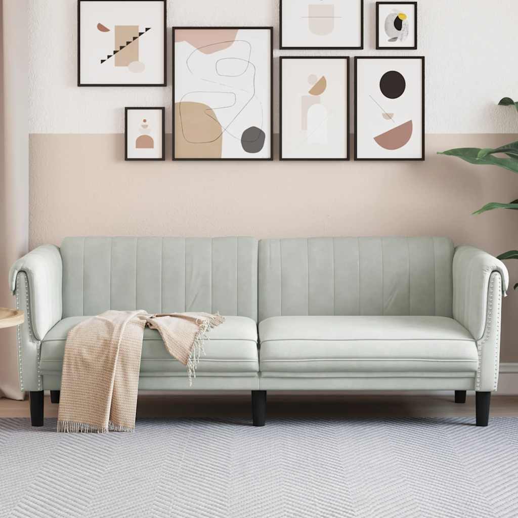 3-Sitzer Sofa Hellgrau Samt