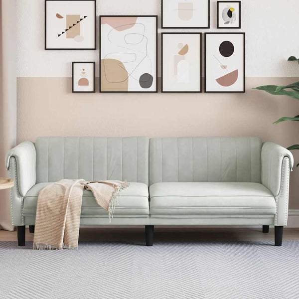 3-Sitzer Sofa Hellgrau Samt