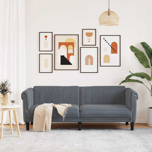 3-Sitzer Sofa Dunkelgrau Samt