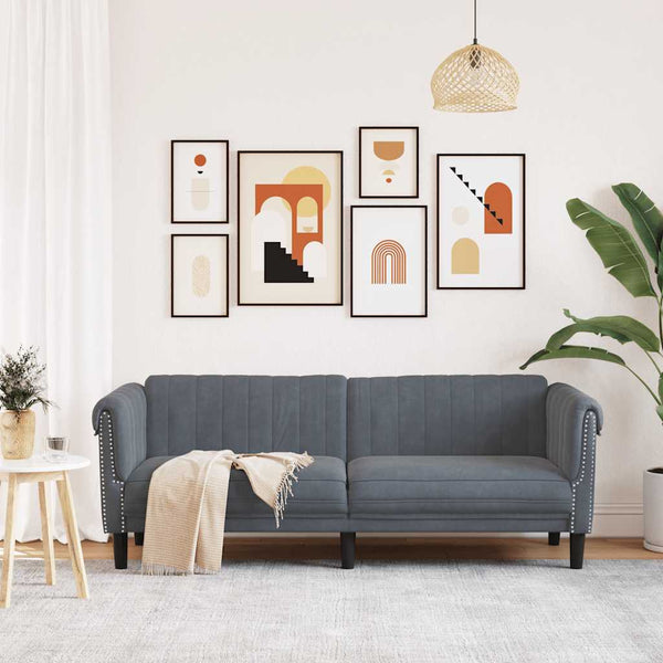 3-Sitzer Sofa Dunkelgrau Samt
