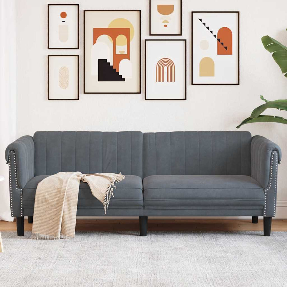 3-Sitzer Sofa Dunkelgrau Samt