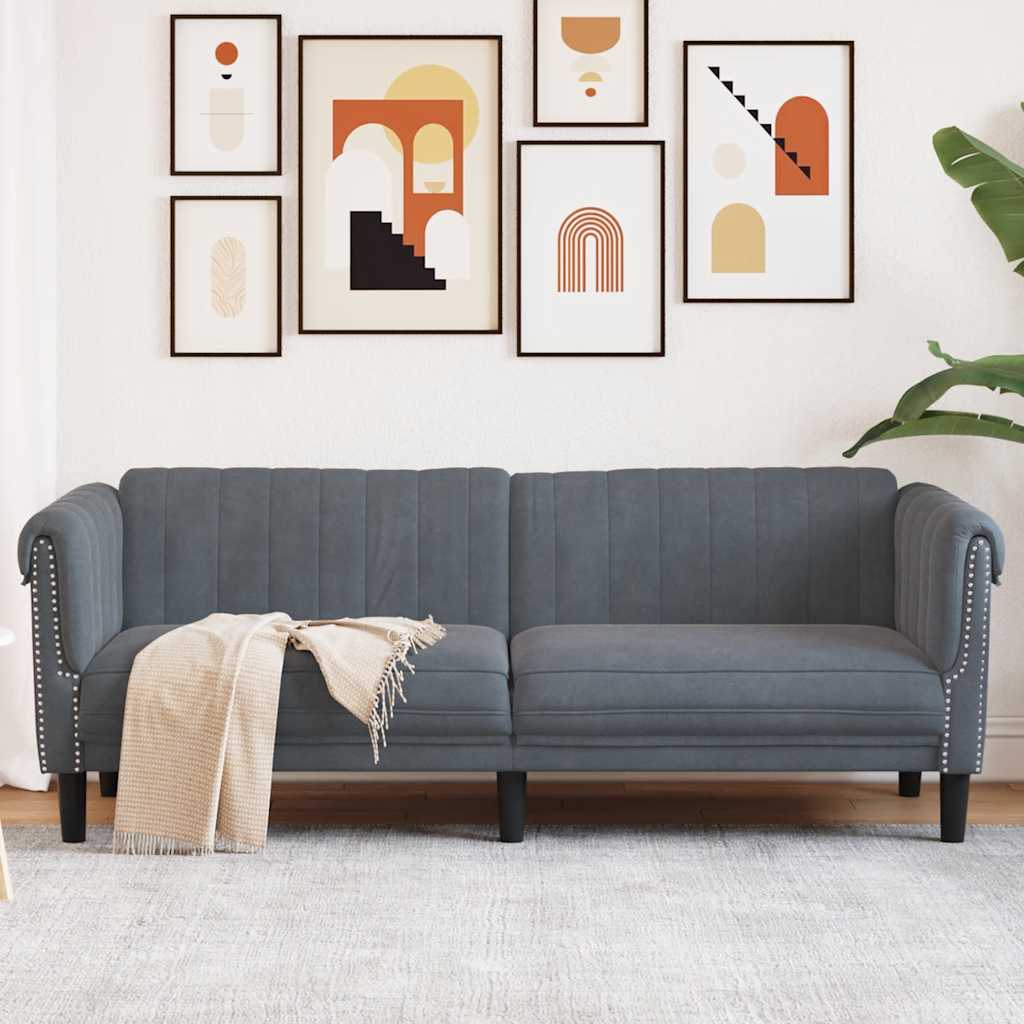 3-Sitzer Sofa Dunkelgrau Samt