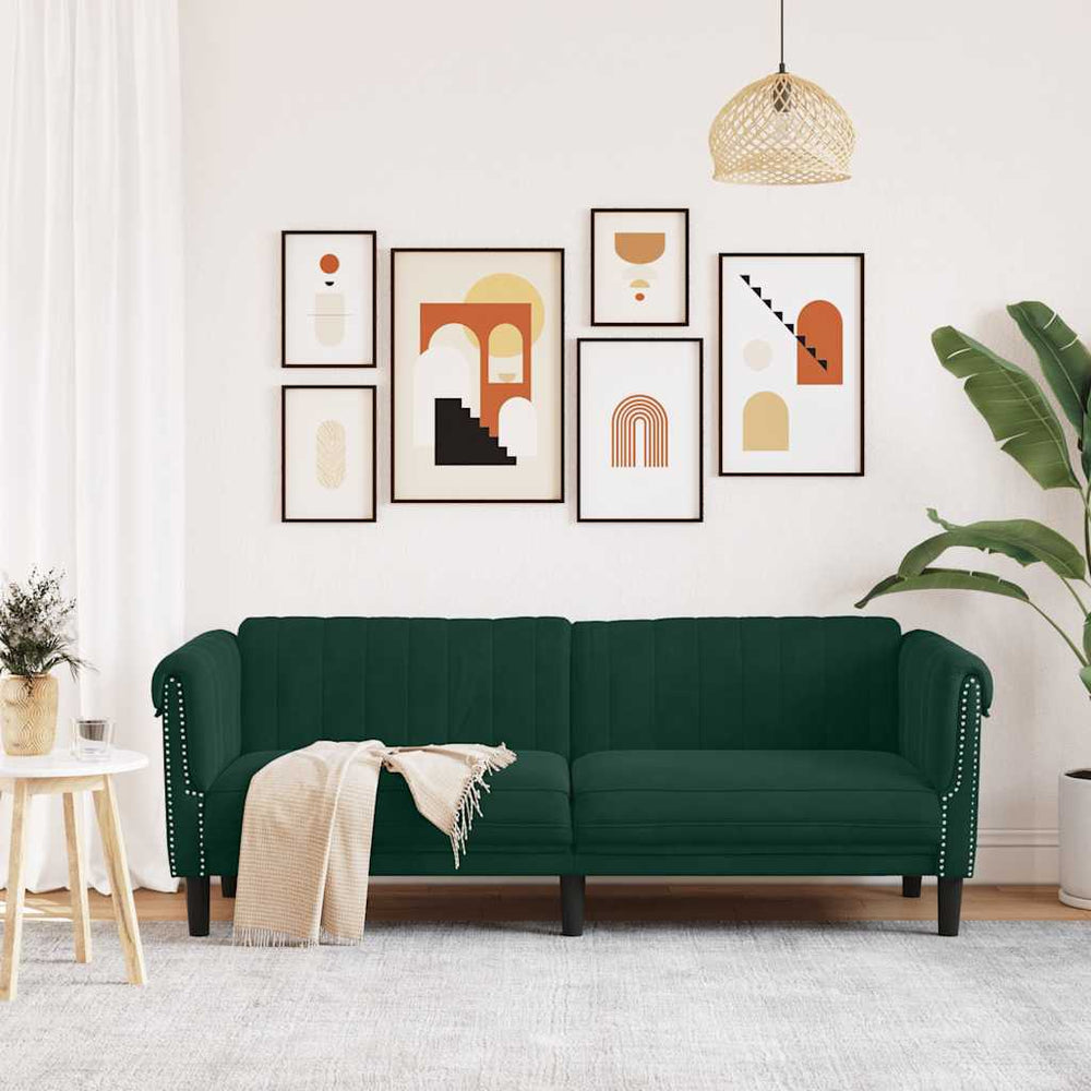 3-Sitzer Sofa Dunkelgrün Samt
