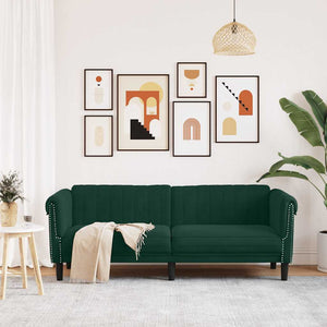 3-Sitzer Sofa Dunkelgrün Samt