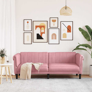 Rosa Samt Sofa 3-Sitzer
