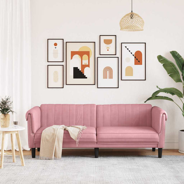 Rosa Samt Sofa 3-Sitzer