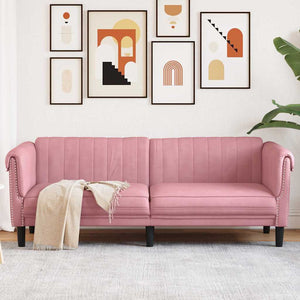 Rosa Samt Sofa 3-Sitzer