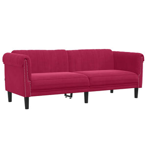 3-Sitzer Sofa Weinrot Samt