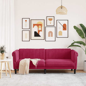 3-Sitzer Sofa Weinrot Samt