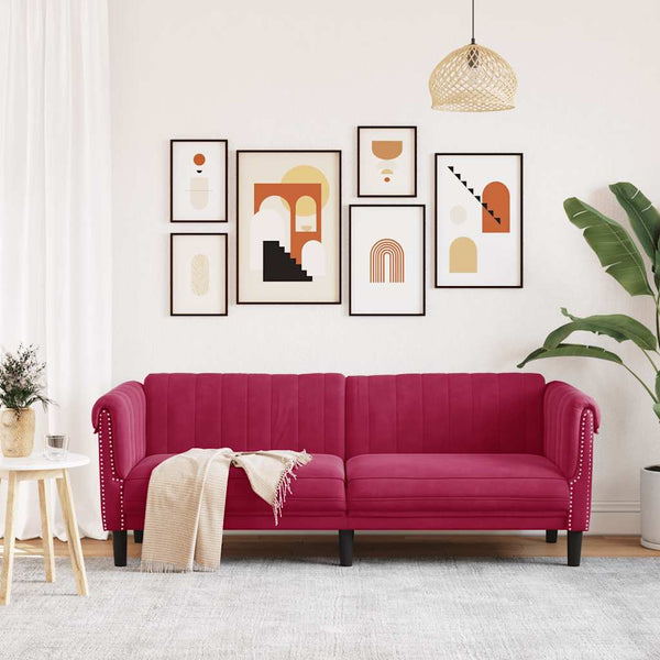 3-Sitzer Sofa Weinrot Samt