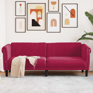 3-Sitzer Sofa Weinrot Samt